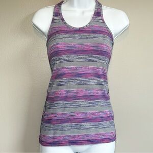 5/20$ Ivivva Fitted Sleeveless Racerback Tank Top Pink Stripes Girls Size 12